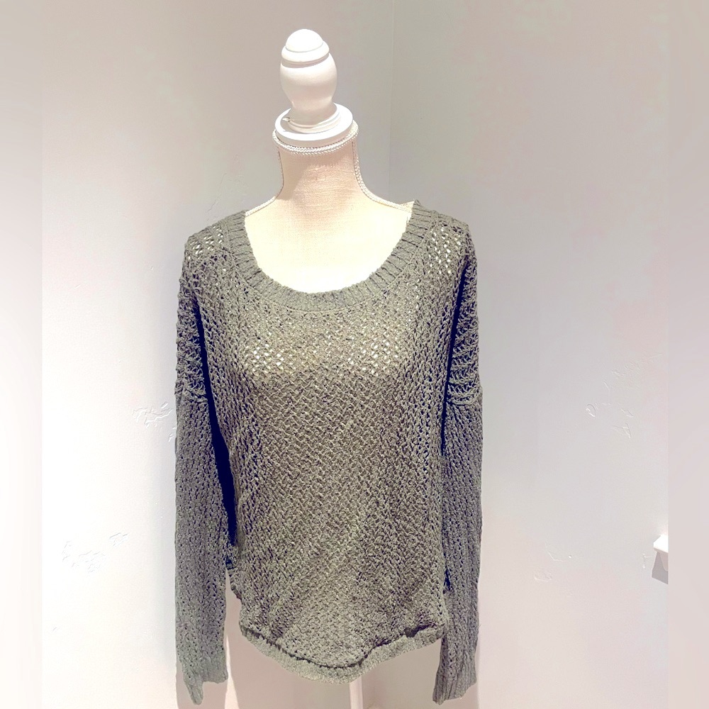 Hollister Oversized Wide Knit Sweater - Olive Green